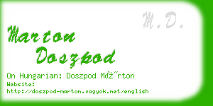 marton doszpod business card